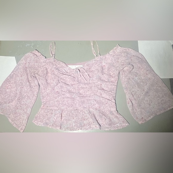 ASTR THE LABEL astr off the shoulder top light dusty rose pink botanical print - Picture 6 of 8